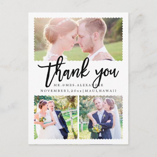 Pix Dezines Wedding Vielen Dank/Moderne Schrift Postkarte (Vorderseite)