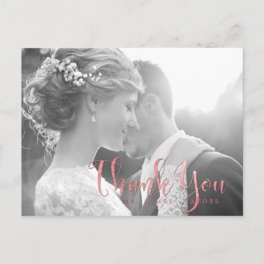 Pix Dezines Wedding Vielen Dank/Rose Gold Script Postkarte (Vorderseite)