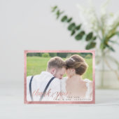 Pix Dezines Wedding Vielen Dank/Spaß Script Ankündigungspostkarte (Stehend Vorderseite)