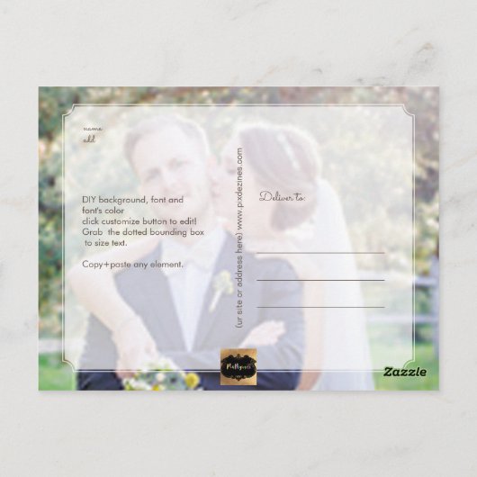 Pix Dezines Wedding Vielen Dank/Spaß Script Postkarte (Rückseite)