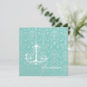 Pix Dezines Weißer Lüster mit Vogel Einladung (Stehend Vorderseite)