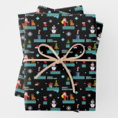 Pixated Frohe Weihnachtsmuster - Retro Design Geschenkpapier Set (Beispiel)