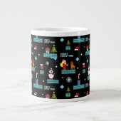 Pixated Frohe Weihnachtsmuster - Retro Design Jumbo-Tasse (Vorderseite)