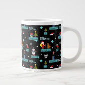 Pixated Frohe Weihnachtsmuster - Retro Design Jumbo-Tasse (Rechts)