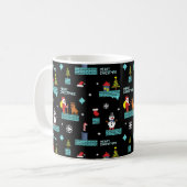 Pixated Frohe Weihnachtsmuster - Retro Design Kaffeetasse (Vorderseite Links)