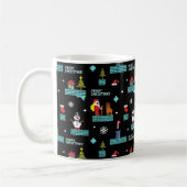 Pixated Frohe Weihnachtsmuster - Retro Design Kaffeetasse (Links)