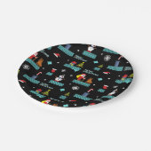 Pixated Frohe Weihnachtsmuster - Retro Design Pappteller (Schrägansicht)