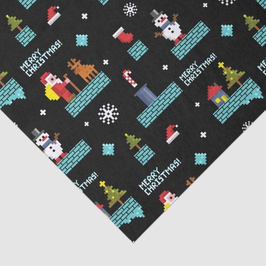 Pixated Frohe Weihnachtsmuster - Retro Design Seidenpapier (Ausschnitt)