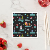 Pixated Frohe Weihnachtsmuster - Retro Design Serviette (Beispiel)
