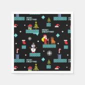 Pixated Frohe Weihnachtsmuster - Retro Design Serviette (Vorderseite)