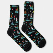 Pixated Frohe Weihnachtsmuster - Retro Design Socken (Rechts)