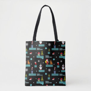 Pixated Frohe Weihnachtsmuster - Retro Design Tasche