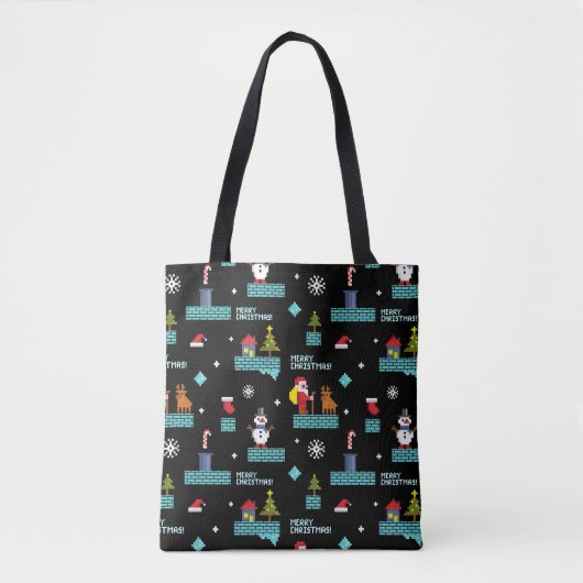 Pixated Frohe Weihnachtsmuster - Retro Design Tasche (Vorderseite)