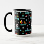 Pixated Frohe Weihnachtsmuster - Retro Design Tasse (Links)