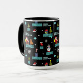 Pixated Frohe Weihnachtsmuster - Retro Design Tasse (Vorderseite Links)