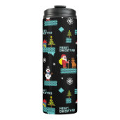 Pixated Frohe Weihnachtsmuster - Retro Design Thermosbecher (Vorderseite)