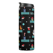 Pixated Frohe Weihnachtsmuster - Retro Design Thermosbecher (Nach rechts gedreht)