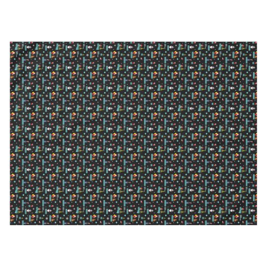 Pixated Frohe Weihnachtsmuster - Retro Design Tischdecke (Vorderseite (Horizontal))
