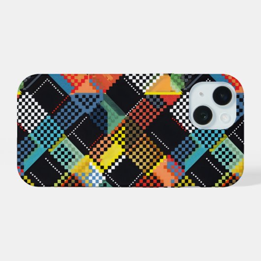 pixated Patchwork iPhone 15 Hülle (Rückseite (Horizontal))