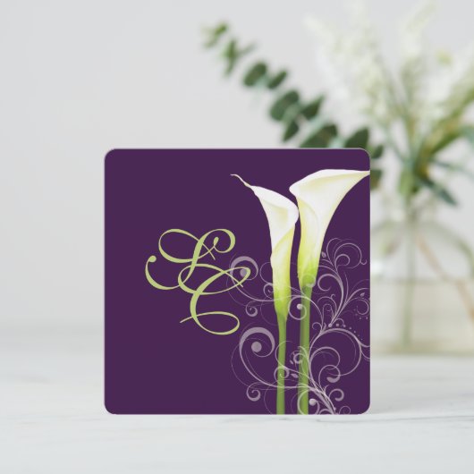 PixDezin calla lilies/DIY Hintergrund Einladung (Stehend Vorderseite)