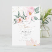 PixDezin H2 Single Petal Blush Rose Taufe Einladung (Stehend Vorderseite)