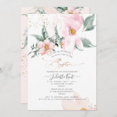 PixDezin H2 Single Petal Blush Rose Taufe Einladung (Vorne/Hinten)