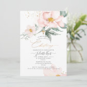 PixDezin H2 Single Petal Blush Rose Weihnachten Einladung (Stehend Vorderseite)