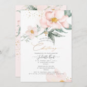 PixDezin H2 Single Petal Blush Rose Weihnachten Einladung (Vorne/Hinten)