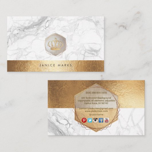 PIXDEZIN IMPERIAL CROWN| MARBLE IMITATE GOLD VISITENKARTE (Vorne/Hinten)