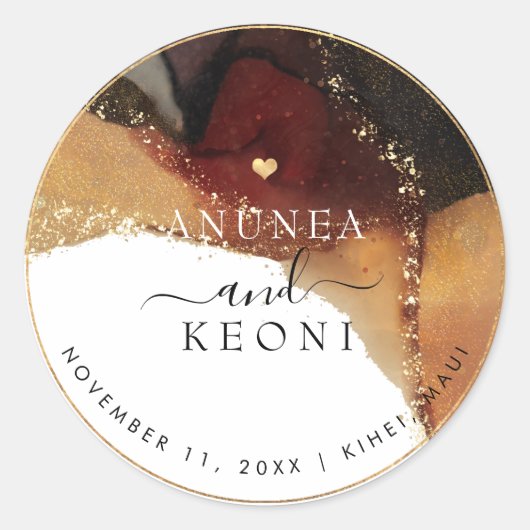 PixDezine Abstrakt Tinte Alkohol Imitate Gold Runder Aufkleber (Vorderseite)