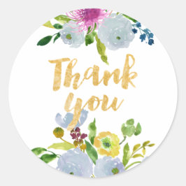 PixDezine Aquarellblume/blauer Ranunculus Runder Aufkleber