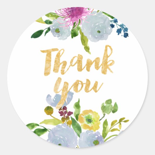 PixDezine Aquarellblume/blauer Ranunculus Runder Aufkleber (Vorderseite)
