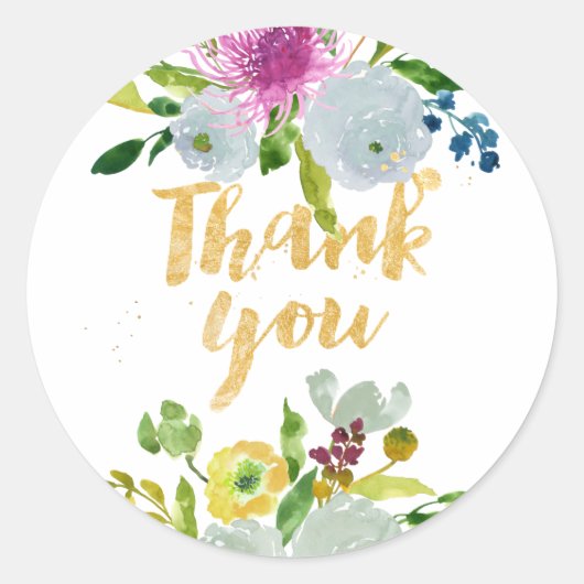 PixDezine Aquarellblume/grüner Ranunculus Runder Aufkleber (Vorderseite)