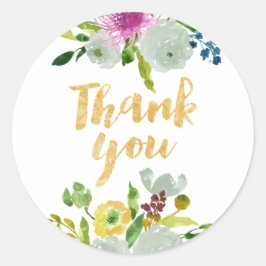 PixDezine Aquarellblume/Minze Ranunculus Runder Aufkleber