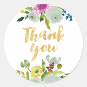 PixDezine Aquarellblume/Minze Ranunculus Runder Aufkleber