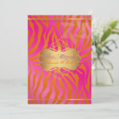 PixDezine Bat Mitzvah/Stern von david+zebra Streif Einladung (Stehend Vorderseite)