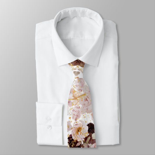 PixDezine Boho H2 Dusty Rose Burgundy Mums Krawatte (Gebunden)