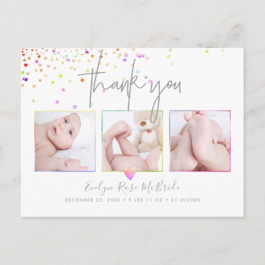 PixDezine Confetti Chic Signature Script Vielen Da Postkarte (Vorderseite)