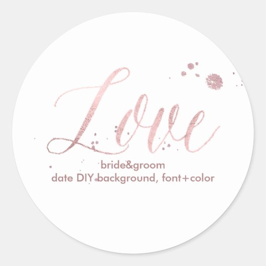 PixDezine Dazzled Imitate Rose Gold/Liebe Runder Aufkleber (Vorderseite)