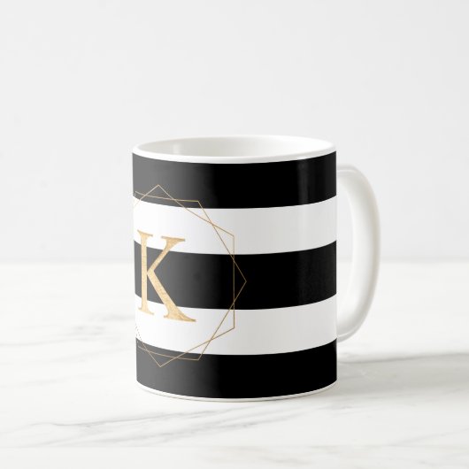 PIXDEZINE DIY MONOGRAM A-Z/DIY FARBSTRIPEN KAFFEETASSE (VorderseiteRechts)
