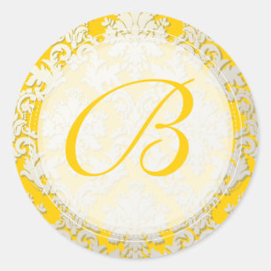 PixDezine DIY monogram+color/La Paloma Damask Runder Aufkleber