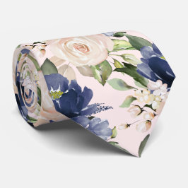 PixDezine Dusty Blue Blush Rose Navy Neck Tie Krawatte