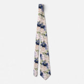 PixDezine Dusty Blue Blush Rose Navy Neck Tie Krawatte (Rückseite)