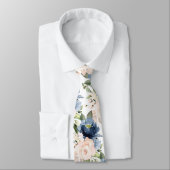 PixDezine Dusty Blue Blush Rose Navy Neck Tie Krawatte (Gebunden)