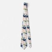 PixDezine Dusty Blue Blush Rose Navy Neck Tie Krawatte (Vorderseite)