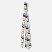 PixDezine Dusty Blue Blush Rose Navy Neck Tie Krawatte (Rückseite)
