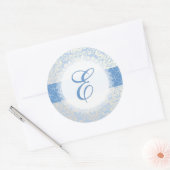 PixDezine-Fidora-Damast-/Degenfarben/platinblau Runder Aufkleber (Umschlag)