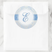 PixDezine-Fidora-Damast-/Degenfarben/platinblau Runder Aufkleber (Tasche)