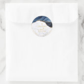 PixDezine H2 Blue Agate + Marble Faux Gold Heart Runder Aufkleber (Tasche)