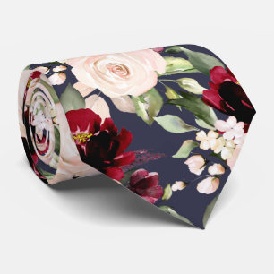 PixDezine H2 Blume Burgundy Blush Rose Marine Krawatte